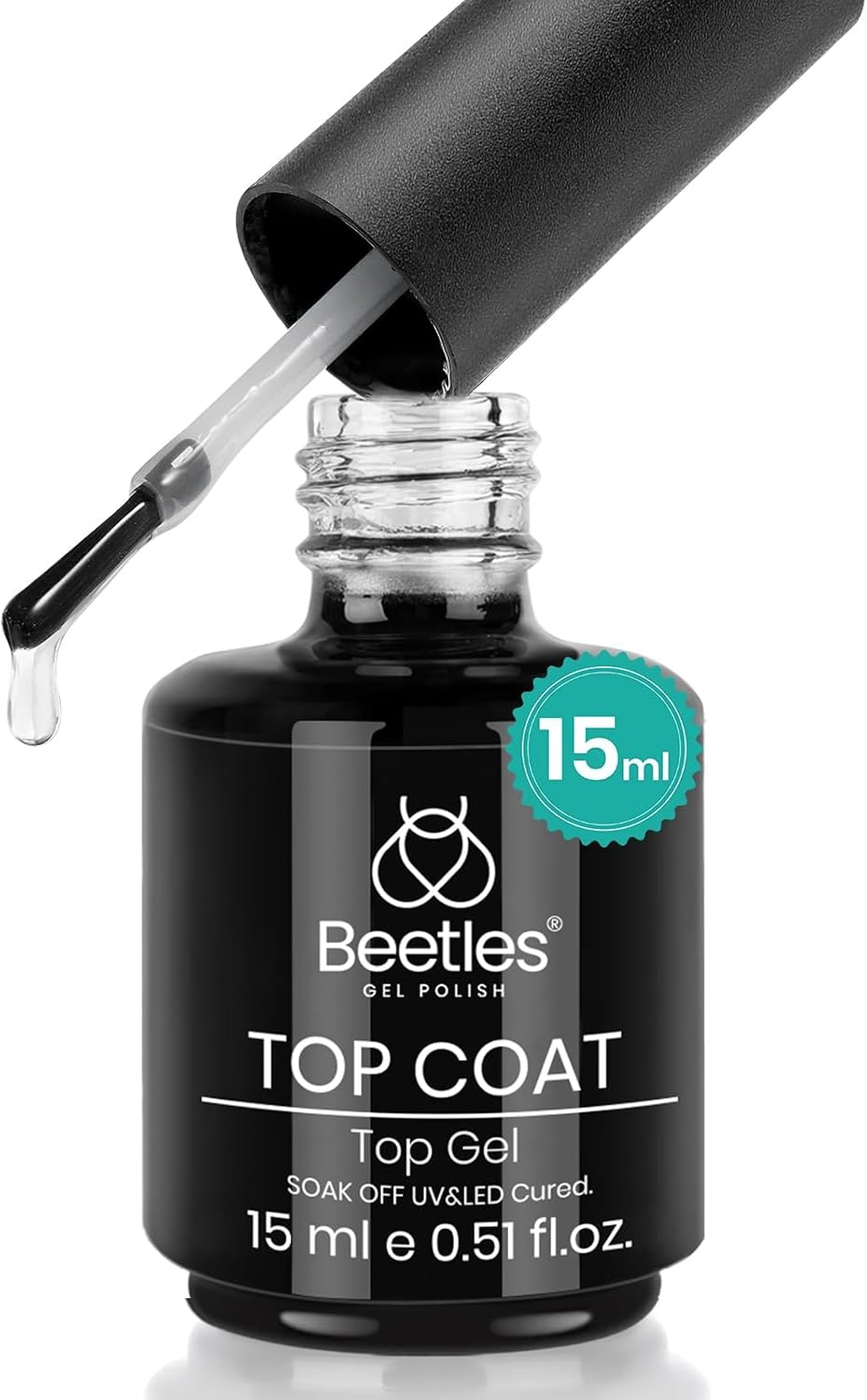 Beetles Gel Polish- 15ml No Wipe Top Coat High Gloss Shiny Long-Lasting Clear Soak Off U V Gel DIY Manicure and Nail Salon Home Gift for Her