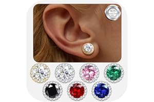 JeweBella Orecchini Donna Lobo in Argento 925 - Orecchini Pietra Portafortuna Anallergici - Grandi Orecchinia Lobo 8mm - Orecchini a Bottone Punto Luce