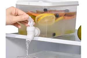 STRONRIVE Distributeur De Boissons Avec Robinet, 3/5L Distributeur D'eau Pour Réfrigérateur Avec Robinet, Distributeur De Jus Glacé, Carafe De Réfrigérateur Avec Robinets, Distributeur D'eau Pour Fêtes