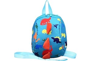 PORUPAEL Dziecięcy plecak z dinozaurami, plecak z smyczą zabezpieczającą, ochrona przed zgubieniem, miła torba dla dzieci, torba na dinozaury, dla chłopców i dziewczynek, do przedszkola, szkoły