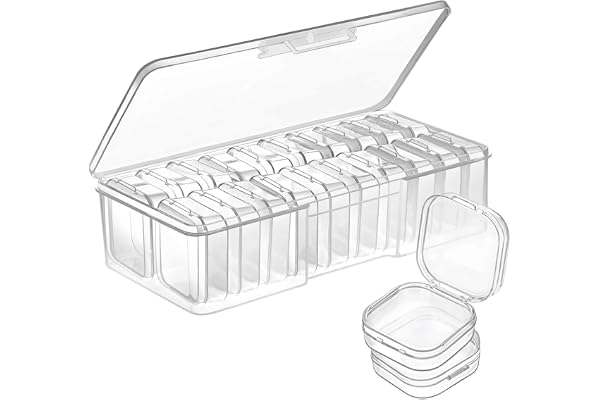 Qualsen 20 Pièces Boîtes Rangement Diamond Painting avec Couvercle, Petite Boite de Rangement Plastique, Diamant Painting Accessoire Boite Transparente pour Peinture Diamant, Perles, Bijoux