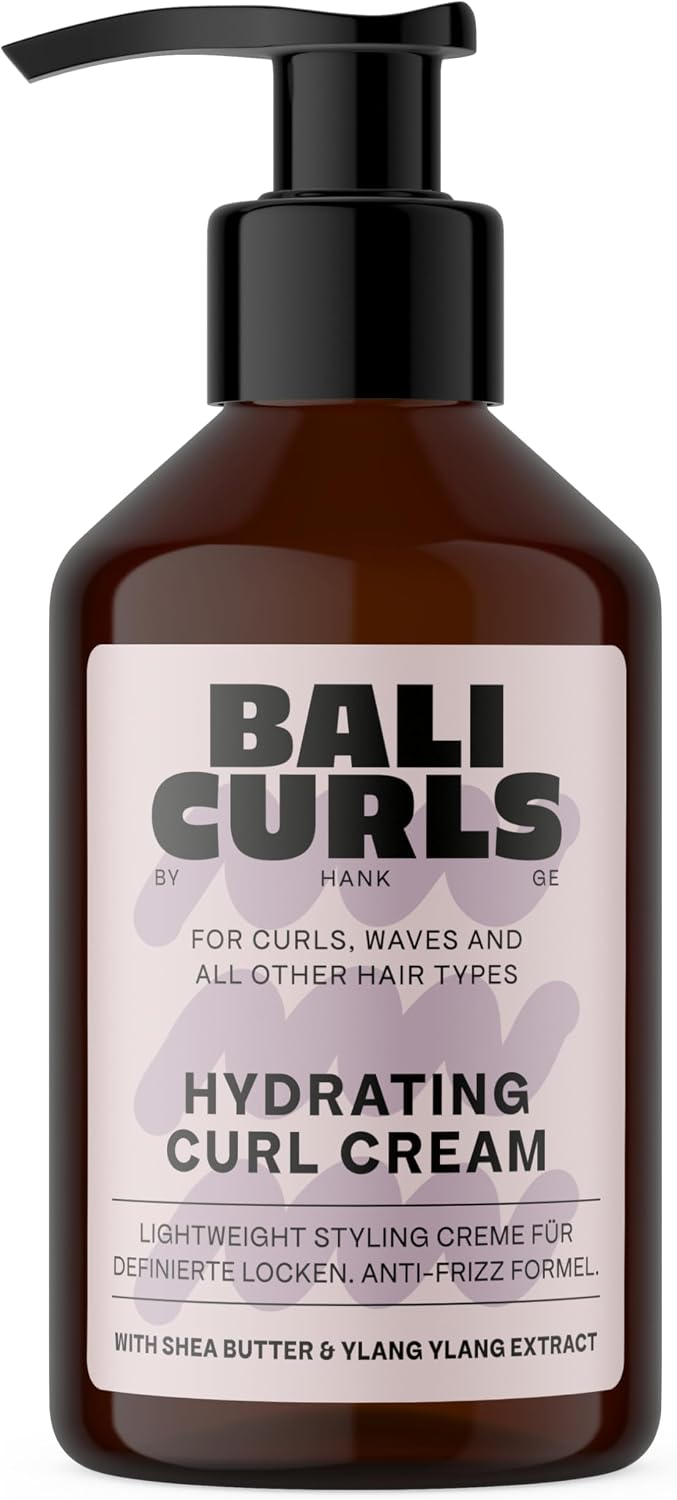 BALI CURLS Hydrating Curl Cream - Crème hydratante pour boucles au beurre de karité, à l'huile de coco et à l'ylang-ylang - Soin végétalien pour cheveux bouclés souples et définis