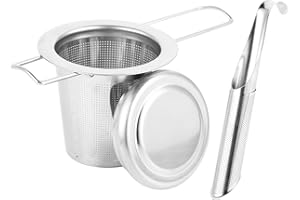 LROCOTANC Akcesoria do herbaty ze stali nierdzewnej – sitko do herbaty sypkiej, 2 sztuki, drobne sitko do filiżanki i szklanki, zestaw zaparzaczy do herbaty wielokrotnego użytku (1 filiżanka i 1 probówka)