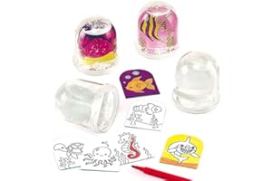 Baker Ross Schneekugeln mit Einlage zum Ausmalen „Meerestiere“ - zum Basteln für Kinder - Geschenkidee - 4 Stück (1er Pack)