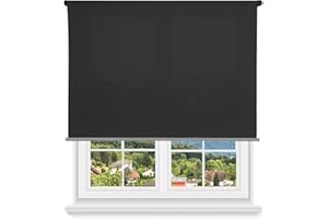 HOME MERCURY - Estor Enrollable translúcido Liso (135x180 cm, Negro)