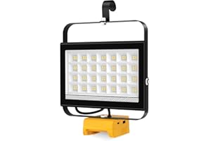 ‎ILIKEPOW ILIKEPOW Akku Lampe für Dewalt 18/20V, 100W 6500LM Arbeitsleuchte Led, Tragbares Strahler Lampe mit 2 USB Aufladung und 140° Schwenkbarem Kopf für Baustellen, Garagen, Camping, Notfälle(Ohne Akku）