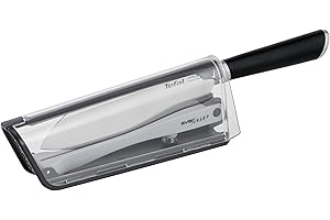 Tefal Couteau de cuisine Santoku 16,5 cm, Multiusages, Aiguiseur intégré, Technologie exclusive de verrouillage, Acier inoxydable allemand, Affûtage optimal, Etui innovant, Ever Sharp K2579024