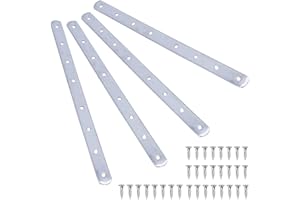 MKB 4 Pcs Flat Straight Brace Brackets Stainless Steel Flat Braces Mending Plate Joining Plate For Table Shelf Wood Repair Joining Furniture Fixation, with screws Bar Connectors for 4 holes Heavy Duty