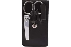 PARSA Beauty Kit manucure 4 pièces étui en cuir véritable noir idéal pour les déplacements