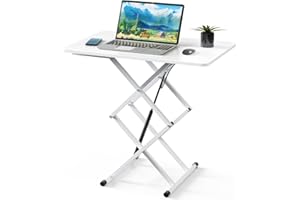 Lvhcmfohm Stehpult Höhenverstellbarer Schreibtisch Laptoptisch, Stehschreibtisch Aufsatz klapptisch 80x50cm, Sitz-Steh Schreibtisch Für Büro Zuhause, 10–71cm Stufenloses Heben (Weiß)