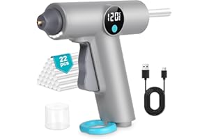 vsshe Pistola de Pegamento Caliente Inalámbrica con 22 Barras de Silicona, Pistola de Silicona Inalámbrica Recargable por USB de 2000 mAh, Calentamiento Rápido 40S Apagado inteligente para DIY, Arte