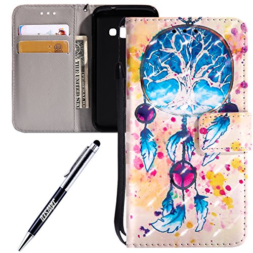 For Samsung Galaxy J1 2016 case,Feeltech JAWSEU Samsung Galaxy J1 2016 PU leather Wallet Flip Cover Multi Function Card Slots Protective Cases with Cute Animal & Colourful Pattern Design [Stand Function][Magnetic Closure] Flip Folder Card Holders Money Pouch Smart Phone Cover with Hand Strap for Samsung Galaxy J1 2016 - Campanula