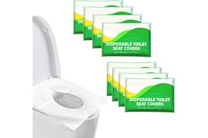 ZEUWETS 80 piezas Cubierta de Asiento de Inodoro Desechable, Portátil Fundas Asiento Inodoro, Cubiertas Desechables WC,Protector WC Desechable para Viaje/Hotel/Hospital, 8 Paquetes, 63.5 * 63.5 cm