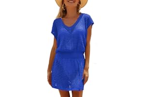 JFAN damska sukienka plażowa V-Neck Bikini z odkrytymi plecami plażowymi kostiumy kąpielowe Cover Up Sarong Camisole, Niebieski, rozmiar uniwersalny