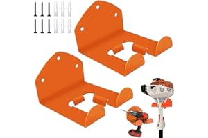 GD HUA 2 Pezzi Supporto per Decespugliatore, Gancio per Attrezzi Elettrici da Giardino, Ganci da Parete per Garage, con Viti Abbinate, per Decespugliatori da Garage, Attrezzi da Giardino—Arancione