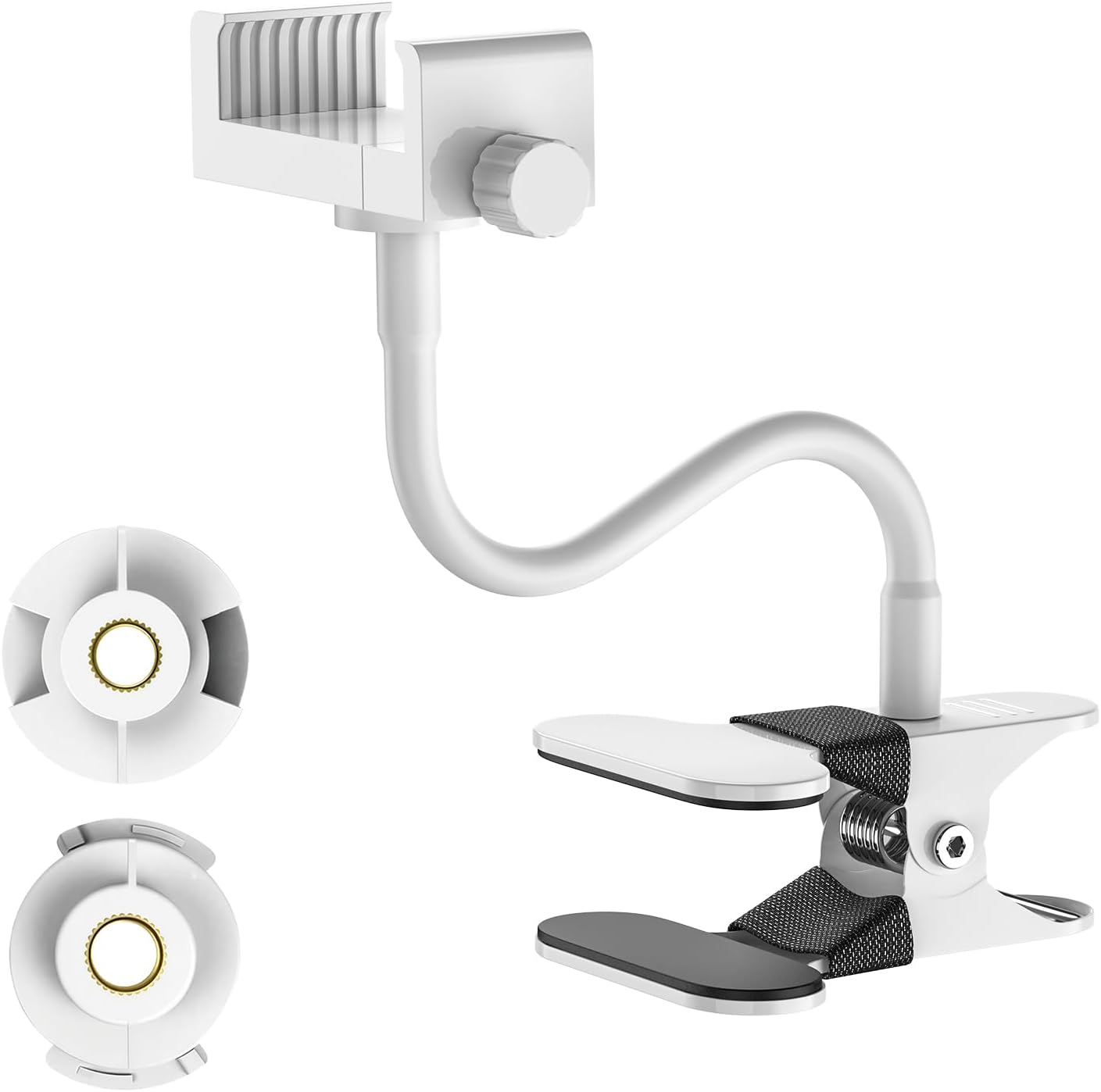 NozlaID Universal Baby Monitor Mount- Adjustable Gooseneck Flex Stand for Crib - Secure Clip Clamp Holder Compatible with HelloBaby HB6550/HB65/HB66,Blemil, GHB, VTech & Most Baby Monitors