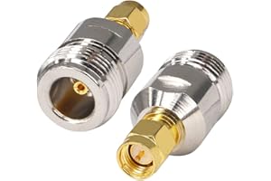 BOOBRIE N Female to SMA Male Adapter N Type to SMA Connector RF WiFi Antenna Adapter N-Type Female to SMA Male(Pin) Coaxial Cable Connector N Female SMA Male for Antenna Broadcast Radios WiFi 2-Pack