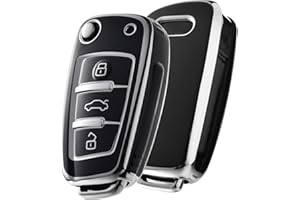 ‎OATSBASF OATSBASF Schlüsselhülle für Audi, Autoschlüssel Hülle für A1 A3 A4 A6 Q3 Q5 Q7 S3 R8 TT Silicone TPU Schutzhülle (Silber Rand-Schwarz)