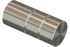 Flairdeco Endstücke für 16 mm Ø Gardinenstange, Rillenzylinder, Metall, Edelstahl-Optik, 2 Stück