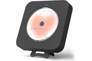 Yintiny Niedlicher schwarzer CD-Player mit Bluetooth 5.0, wiederaufladbarer Musik-Player für Heimdekoration, tragbarer Musik-Player, Fernbedienung, unterstützt AUX-In-Kabel und USB
