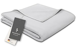 biederlack® Flauschige Kuscheldecke Pure Cotton I Made in Germany I Öko-Tex Made in Green I Wohndecke aus 100% Baumwolle in hellgrau I Couch-Decke 150x200 cm | nachhaltig produzierte Sofadecke