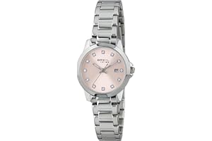 Breil, Collezione Classic Elegance, Orologio Donna in Acciaio, Movimento al Quarzo Solo Tempo, Quadrante Rosa, Lunetta con Sfere Argento e Cristalli, Resistente all'Acqua, Cassa 28mm, Silver-Rosa
