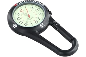 Ziyonix Clip-on Watch Orologio Sportivo con Moschettone, Orologio Infermiere Bagliore Al Buio Orologio Al Quarzo Multifunzione Orologio da Tasca per Dottore Infermiera Arrampicata