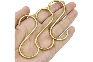 CYUaoao S-Haken Gold 6 Stück Hängehaken Metall Haken Messing S-förmige Hakenhalter Pothook Fleischerhaken 8 x 3.5cm für Kleiderschrank Küche Bad Wohnzimmer