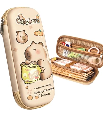 1 Astuccio, 1 Bambola Capibara, 20 Adesivi Capibara, 1 Blocco Note, 2 Spille E 1 Ciondolo, Cancelleria Carina, Materiale Scolastico - 11