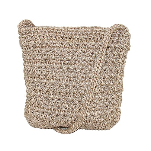 CTM Women's Crochet Crossbody Handbag, Natural