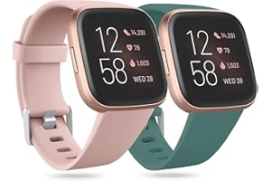 Ouwegaga Elastyczny silikonowy zamiennik paska do Fitbit Versa 2/Fitbit Versa/Versa Lite/Versa SE dla mężczyzn i kobiet, 2 szt