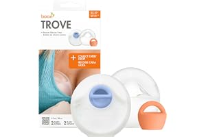 Boon TROVE Silicone Manual Breast Pump with Travel Pouch - Hands Free Breast Pump - Passive Breast Milk Collector Shell for Newborns - Breastfeeding Essentials - 2 Count Clear B11531