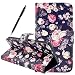 Produktbild Samsung Galaxy A5 (2015) Ledertasche Samsung A5 (2015) Lederhülle - Caplog Schtuzhülle Leder Case Cover Tasche Hülle für Samsung Galaxy A5 SM-A500F Standfunktion Brieftasche Schtuz mit Eingabestift Touchstift - Rosa Rose Blume Muster