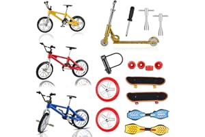 Morofme 18-teiliges Mini-Fingerspielzeug-Set, Finger-Skateboards, Fingerfahrräder, Fahrrad, Fingerscooter, winziges Schaukelbrett, Fingerspitze, Ersatzräder, Werkzeuge