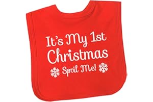 BabyPrem Baby Bib My 1st Christmas Spoil Me Feeding Clothes Boy Girl Unisex Red