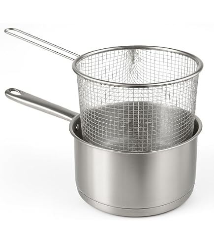Pentola Filtro Olio In Acciaio Inox 304 Con Cestello – Friggitrice 2L Per Cucina E Induzione, Versa Senza Schizzi, 3 Funzioni In Uno