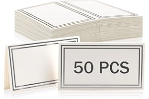HomWanna Table Place Cards 50Pcs - Wedding Place Cards White Blank Table Card Name Cards for Table Setting Weddings Party Dinner Reception Seating Food Home Decorations Office (Silver)