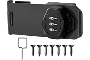 Litensh Cabinet Password Hasp Locks Latch Rotary Combination Latch Lock Security Anti-Theft Keyless Door Lock for Barn Door Outdoor Garden Drawer Cupboard Black, 4 Inch