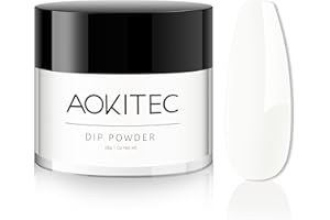 Aokitec 28 g polvere per immersione, bianco latte, polvere acrilica per immersione per nail art a lunga durata, polvere per unghie per unghie per immersione, non necessita di lampada per unghie
