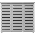 Timber Art Design UK Shoe Cabinet 5 Tier Shoe Rack Wooden Storage Unit 3 Door Cupboard Modern Furniture for Living Room, Bedroom, Light Grey - W114cm x H98.3cm x D33.6cm