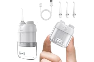 EUARY Home & Travel Water Flosser [Mini Cordless Portable] Oral Irrigator Water Teeth Cleaner Pick, Portable Water flosser,Electric flosser,Telescopic Water Tank, 3 Modes & IPX7