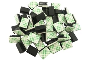 Ainkou 50pcs Self-Adhesive Electrical Wire Cable Cord Management Clips Holder for Car, Office and Home - Black