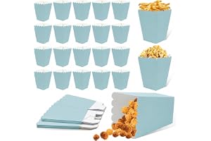 FINEASY 22 stycken popcornpåsar liten låda godisbehållare partypåsar för saltstänger och godisbar party filmkväll födelsedagsfest snacks behållare – rosa blå