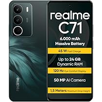 realme C71 本体、黒、6/128GB, 充電器含み realme C71 Smartphone 6+128GB, 6000mAh Battery, 45W Fast