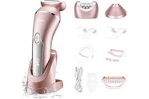 Hatteker Electric Razor for Women, 3 in 1 Lady Shaver Kit for Face Chin Arm Leg Armpit Bikini, Cordless Portable Painless Electric Epilator IPX7 Waterproof USB Rechargeable Dry Wet