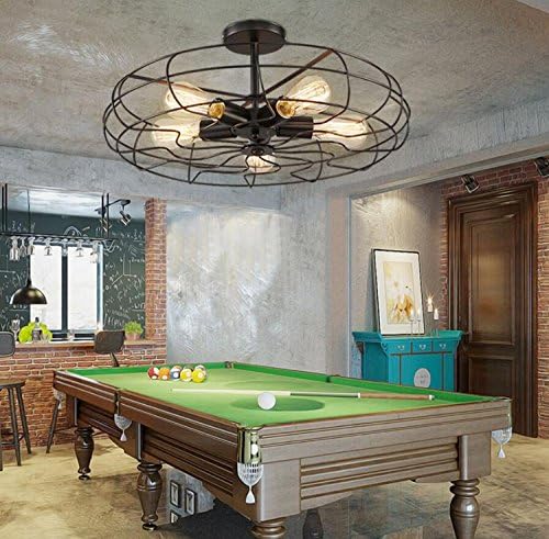 AMZH Creative Designer Lights Ceiling Billiards Club Mounted Fan Led Aisle Ceiling Recessed Lights Width 48Cm 110V 220V E27 5 Head Black ceiling mounted luminaire