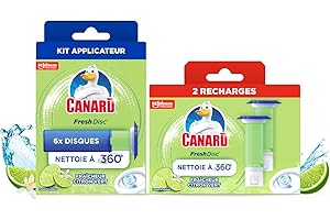 Canard WC Fresh Disc Fraîcheur Citron Vert - Nettoie à 360° - Nouvel Emballage 100% Carton - 1 Applicateur + 3 Recharges