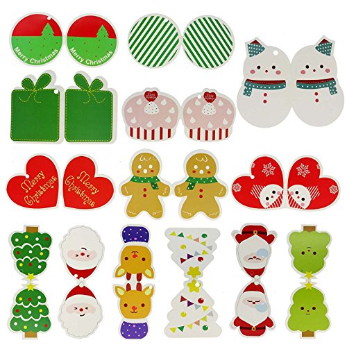 HuntGold 14Pcs/1 Set Lovely Mini Christmas Card Tree Hanging Decoration