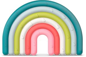 Suavinex, Mordedor de Silicona para Bebés +0 Meses. Anillo de Dentición Flexible y Ligero. Diseño Arcoiris. Multicolor