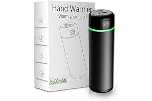 Mycket Chauffe-Mains électrique Rechargeable 5000 mAh avec 3 Niveaux de Chaleur à 360° Surround Long Chauffage réutilisable Portable USB Chargeur pour Cadeau d'hiver Noir